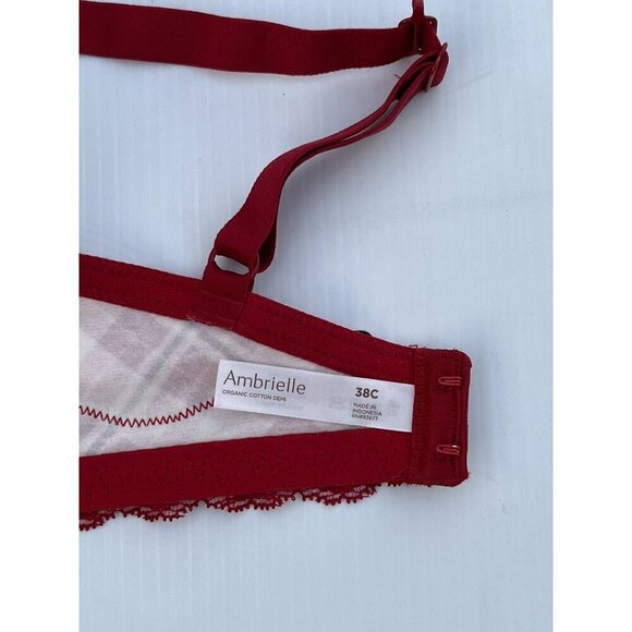Ambrielle Organic Cotton Demi Classic Racerback Red Plaid Bra Size 38C - Picture 12 of 12